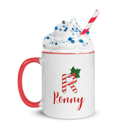 Festive R: Personalized Christmas Coffee Mug for Ronny