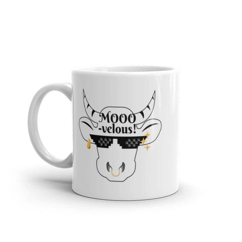 Taza de café blanca con forma de cabeza de vaca de MooVelous