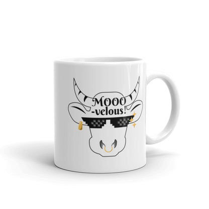 Taza de café blanca con forma de cabeza de vaca de MooVelous