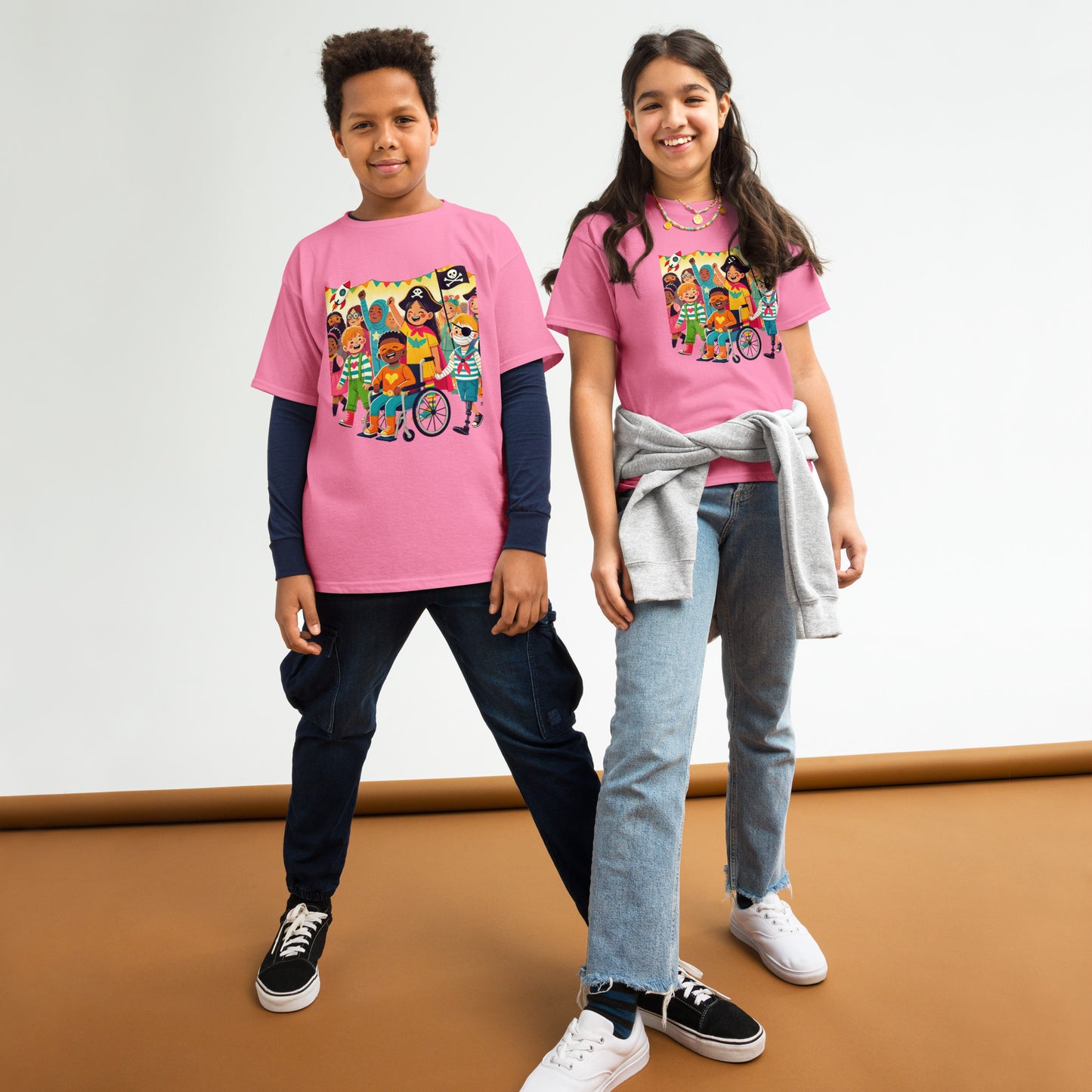 “Celebrate Together” Inclusive Halloween T-Shirt – Fun and Diverse Kids’ Costume Design