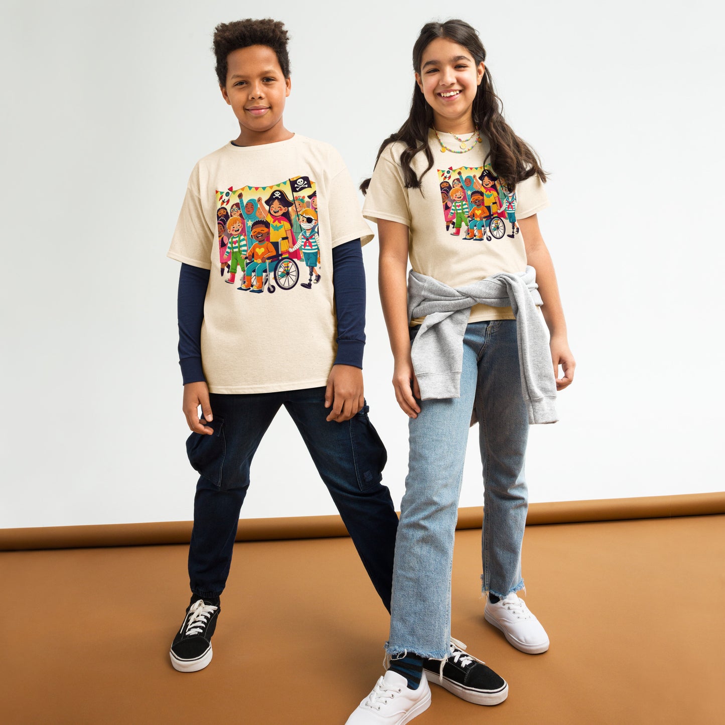 “Celebrate Together” Inclusive Halloween T-Shirt – Fun and Diverse Kids’ Costume Design