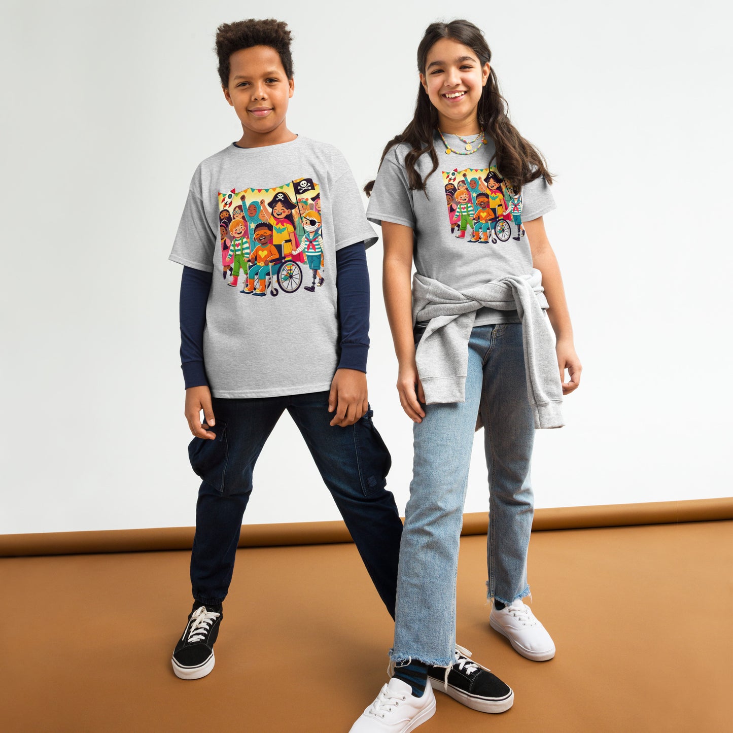 “Celebrate Together” Inclusive Halloween T-Shirt – Fun and Diverse Kids’ Costume Design